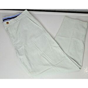 Brooks Brothers Mens Green And‎ White Cotton Striped Pants US Size W32/L30